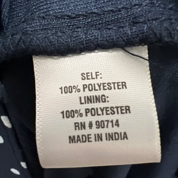 MSK Navy with White Polka Dot Short Sleeve A-Line Chiffon Dress - Picture 7 of 9